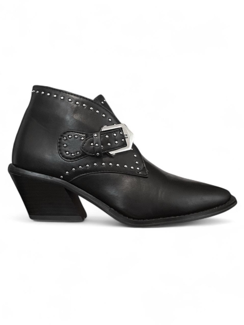 Seven7 Dallas Black Faux Leather Studded Western Booties Women’s 7 Grunge Y2K